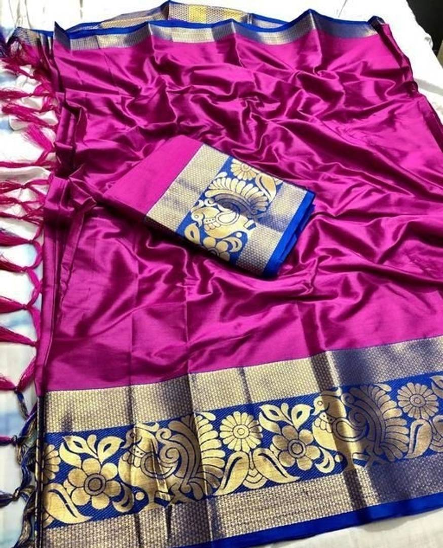 Stylish Multicolored Cotton Silk Saree with Blouse piece