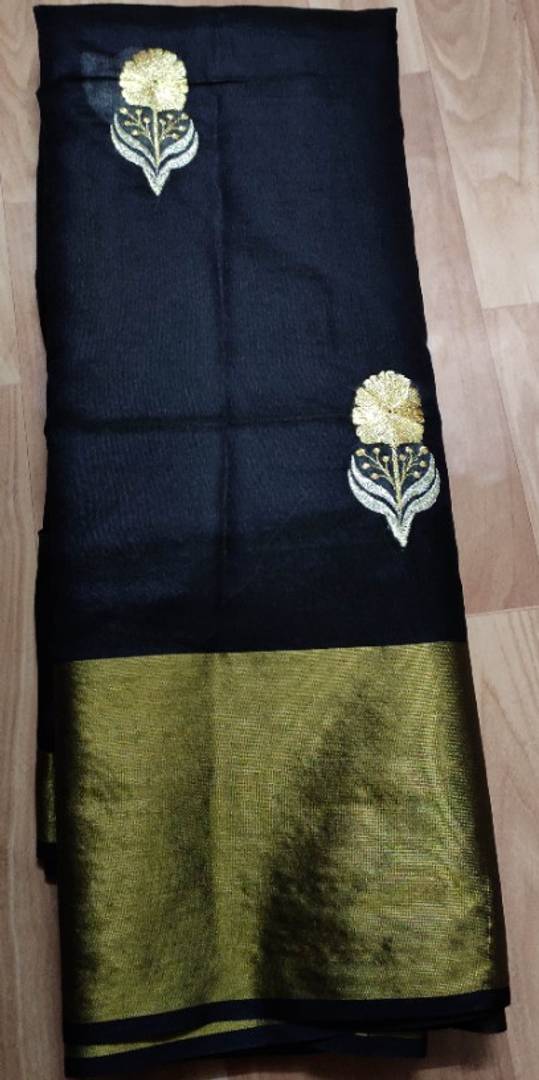 Stylish Cotton Silk Embroidered Saree With Blouse Piece