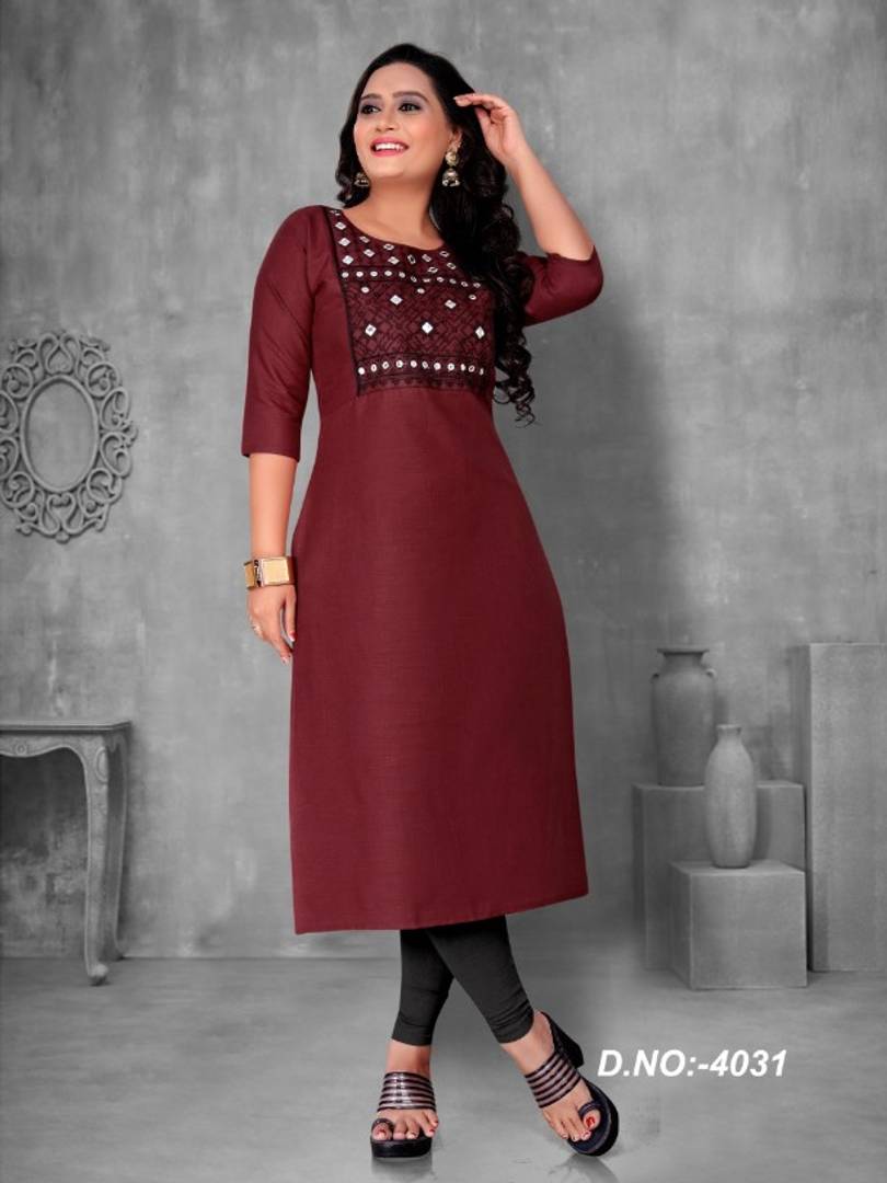 Women's Casual Embroidery Cotton Kurtis