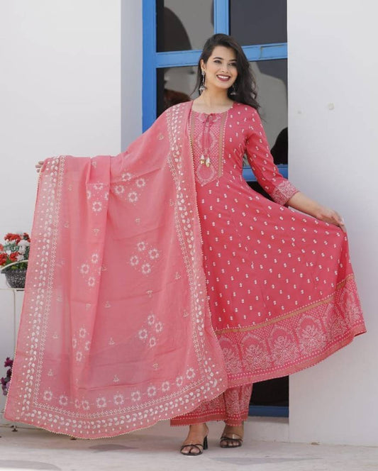 Women's Kurta Palazzo and dupatta set Rayon