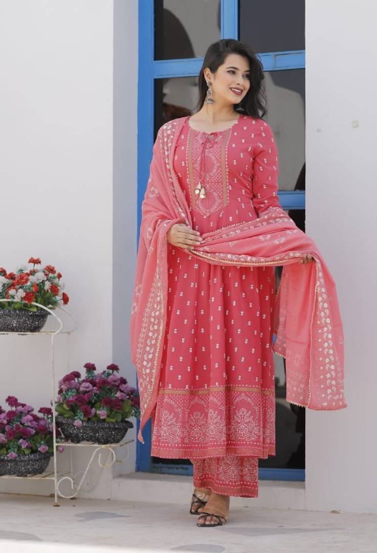 Women's Kurta Palazzo and dupatta set Rayon