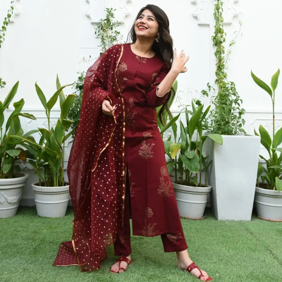 Maroon Colour rayon kurta set
