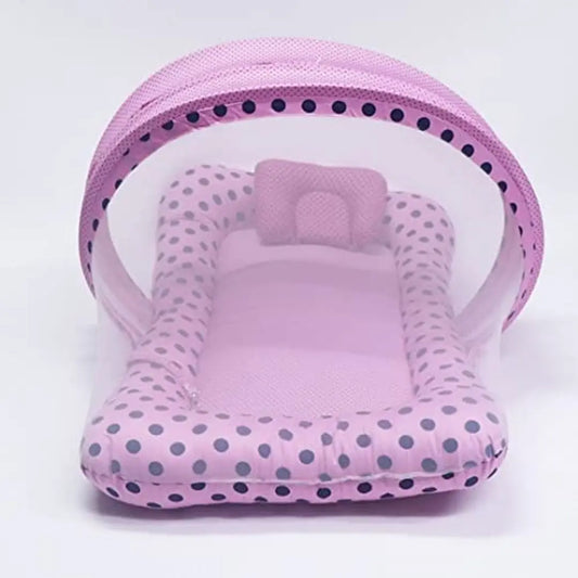 ONKAR New Born Unisex Baby Bedding Set with Printed Mattress and Mosquito Net, Zip Closure  Neck Pillow ( Size-0 to 24 Month ) Multicolor , You Will get The Color Available
